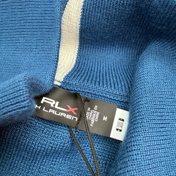RLX Ralph Lauren Wool-Blended 1/2 Zip Mock Indigo Blue Womens M Golf Sweater NWT - Picture 10 of 15